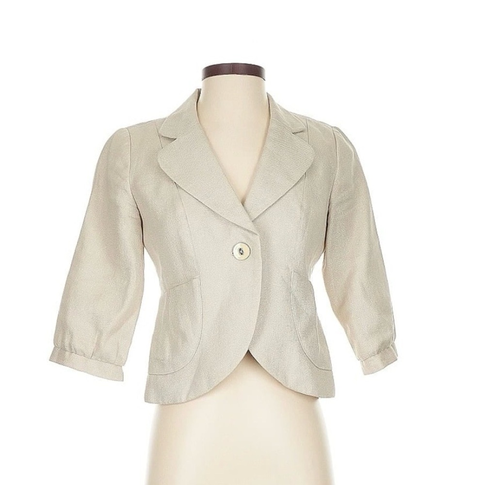Ann Taylor Loft Cropped Blazer
Size 6 Linen Cotton Blend beige jacket